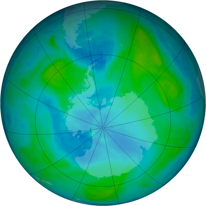 Antarctic ozone map for 08 February 2004